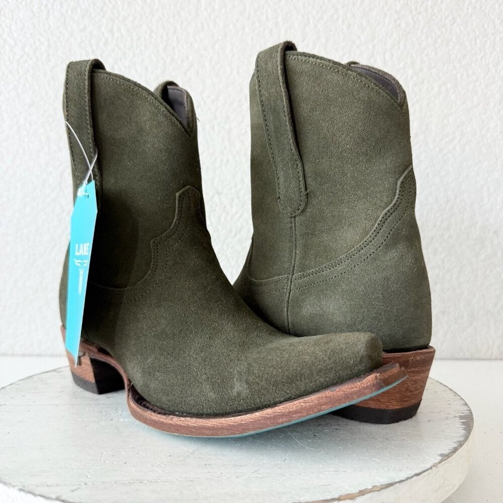 Lane Emma Jane Olive Green Suede Ankle Boots NWB